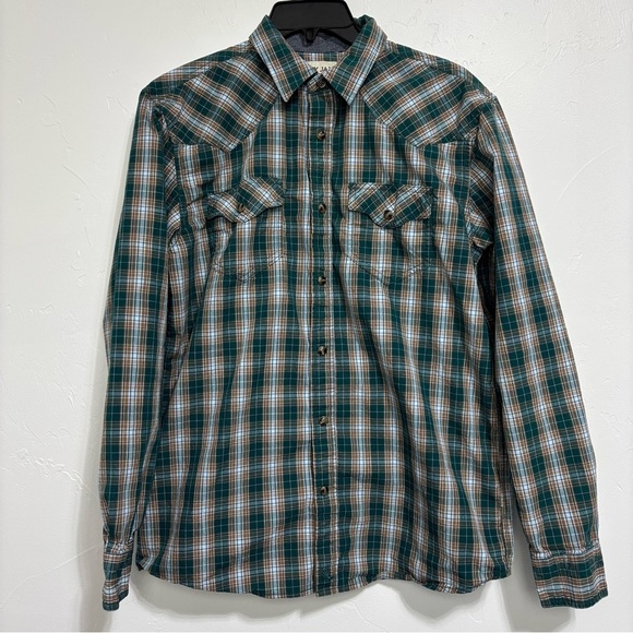 Cody James Plaid Snap Men Western Shirt Long Sleeve Small Rodeo Cowboy Green - Picture 1 of 8